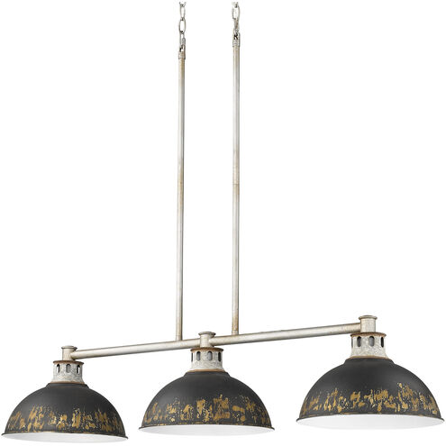 Kinsley 3 Light 38.88 inch Aged Galvanized Steel Linear Pendant Ceiling Light in Antique Black Iron